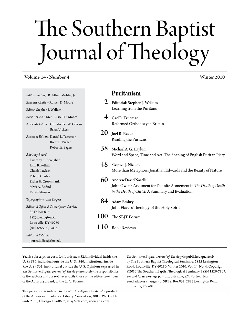 The Southern Baptist Journal of Theology