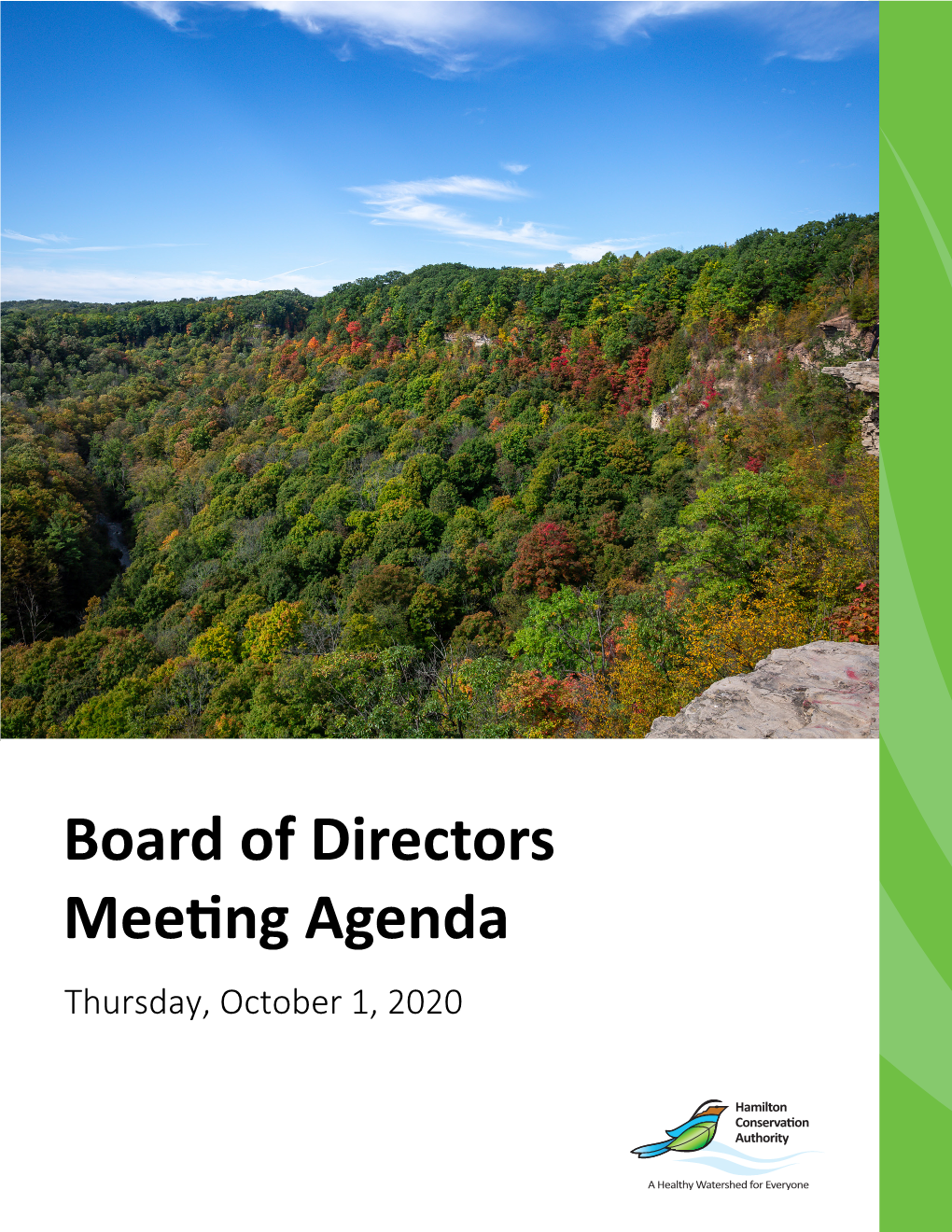 Board of Directors Meeting Agenda Thursday, October 1, 2020