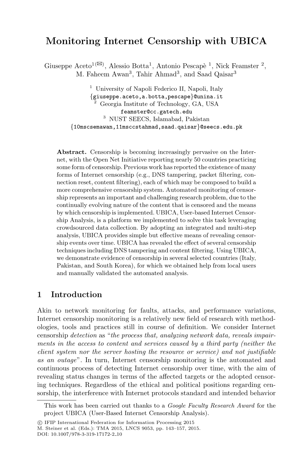 Monitoring Internet Censorship with UBICA