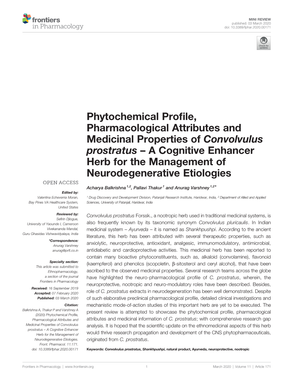 Phytochemical Profile, Pharmacological Attributes And