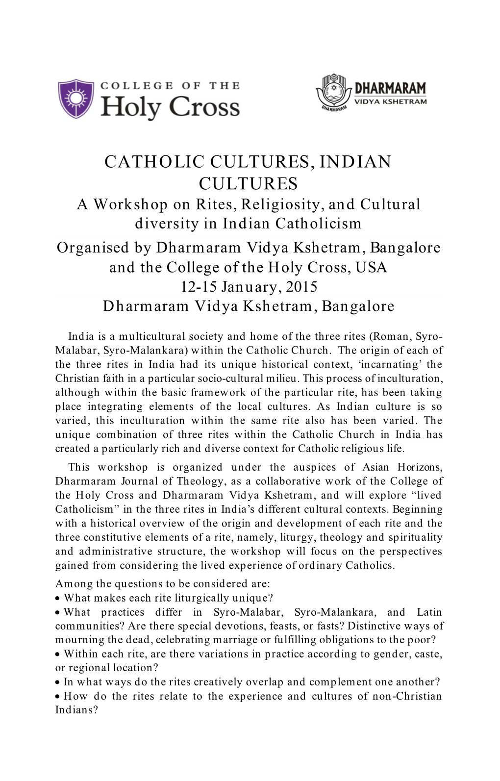 Catholic Cultures, Indian Cultures