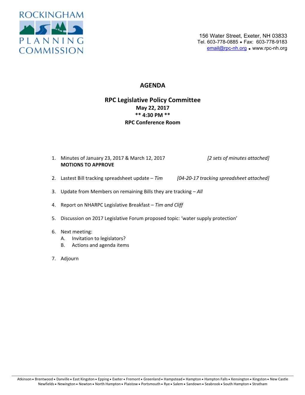 AGENDA RPC Legislative Policy Committee