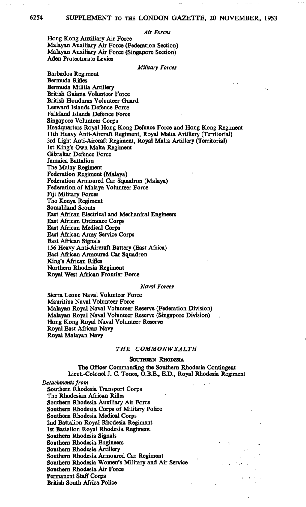 6254 Supplement to the London Gazette, 20 November, 1953