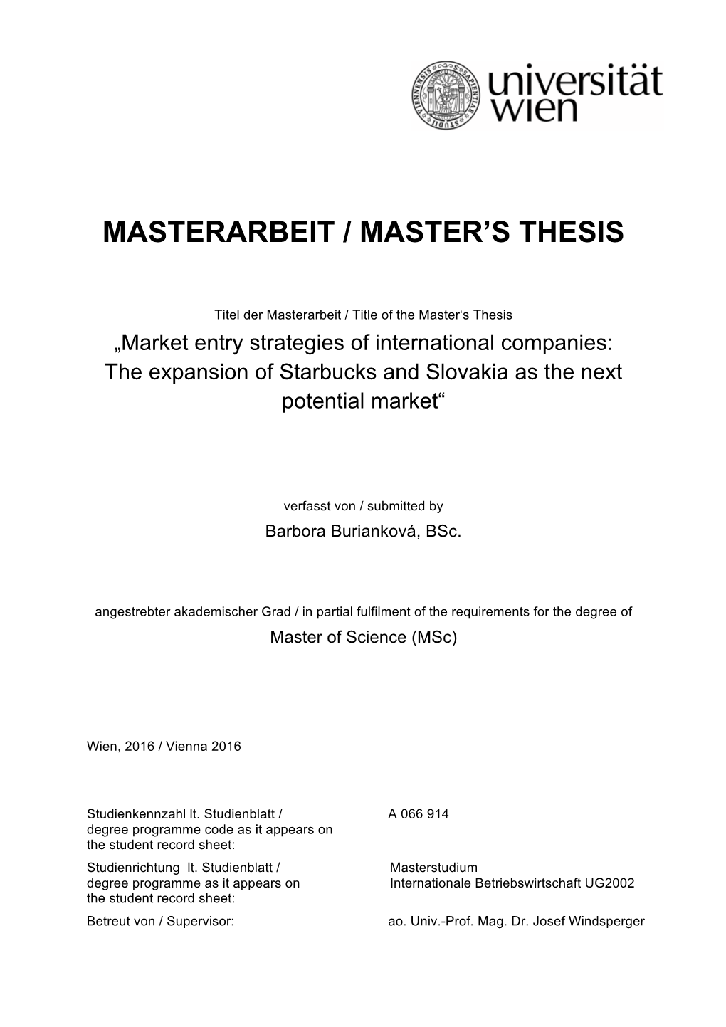 Masterarbeit / Master's Thesis