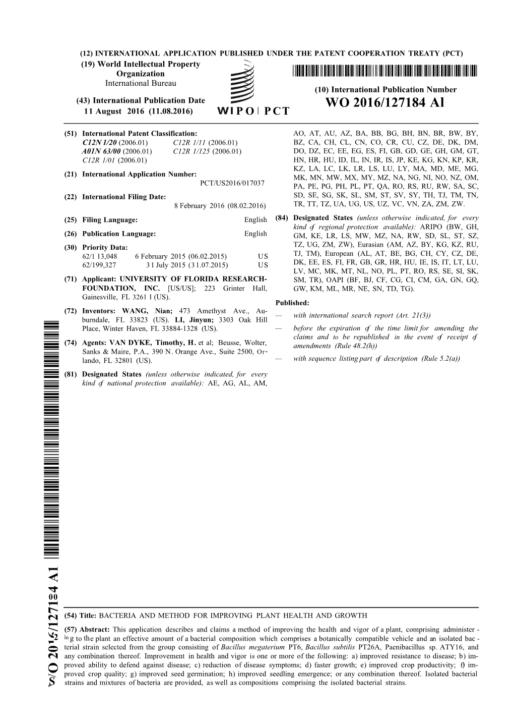 WO 2016/127184 Al 11 August 2016 (11.08.2016) P O P CT