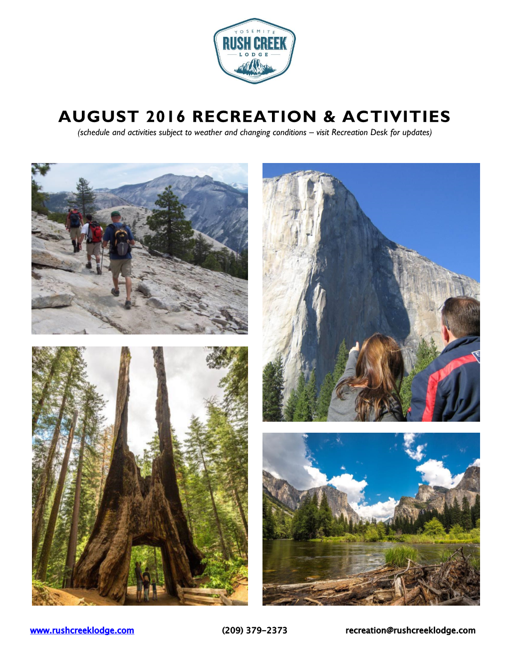 August 2016 Recreation & Activities