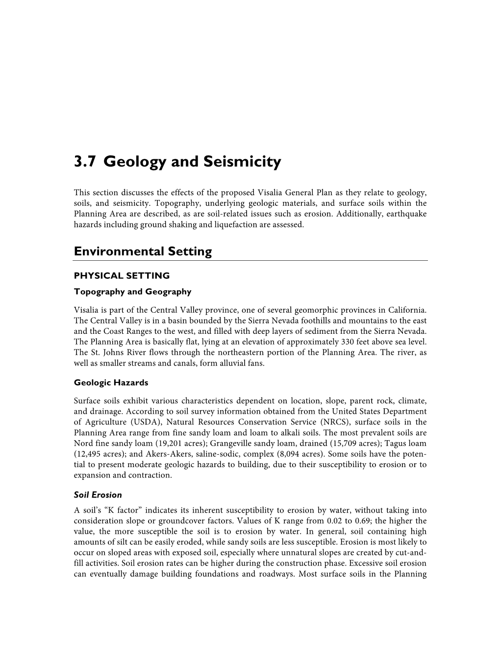 3.7 Geology and Seismicity