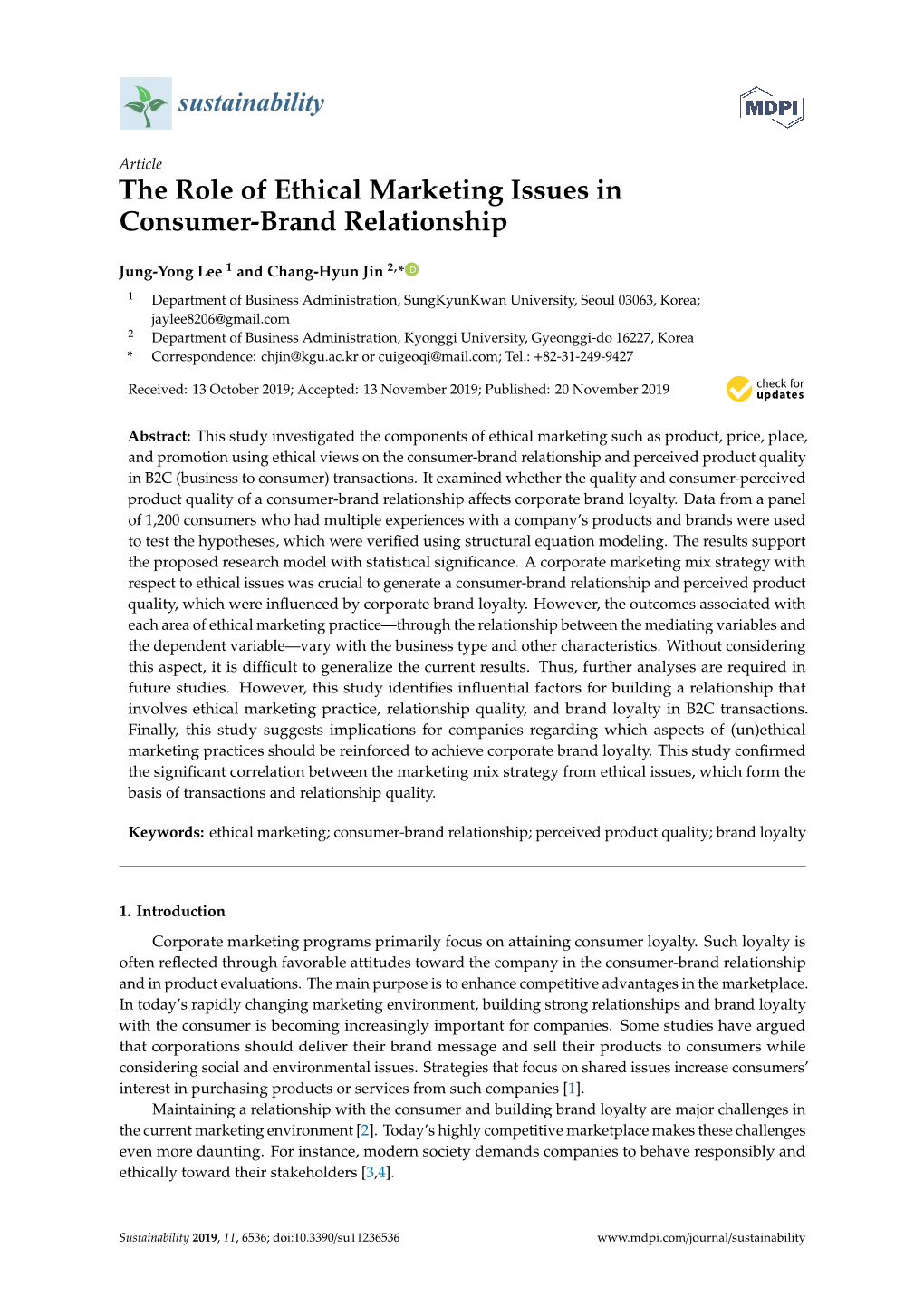 The Role of Ethical Marketing Issues in Consumer-Brand Relationship