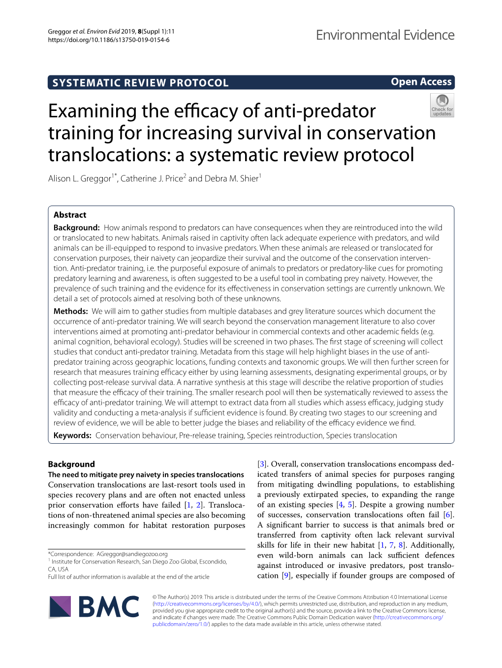 Examining the Efficacy of Anti-Predator Training for Increasing