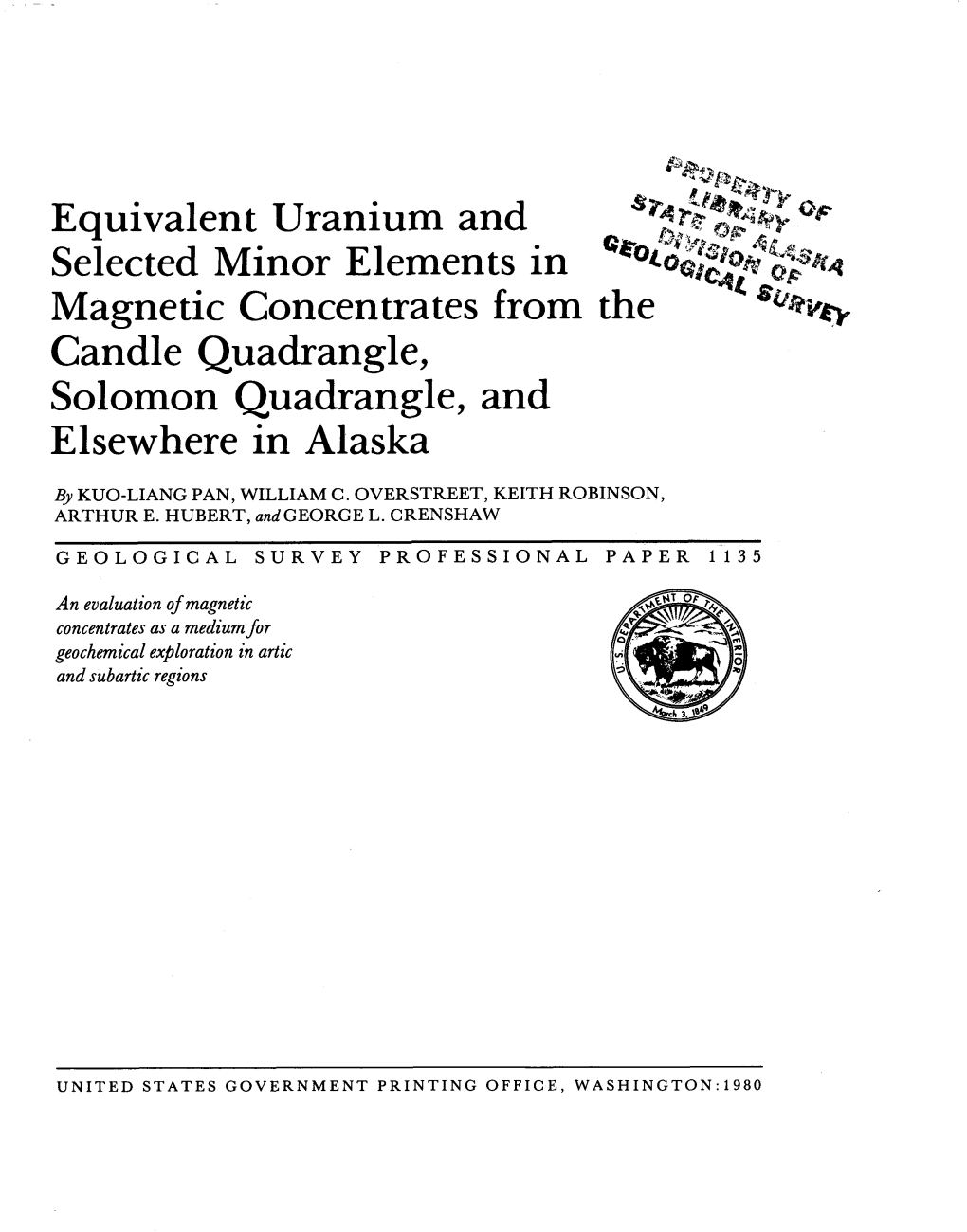 Equivalent Uranium and Selected Minor Elements in 