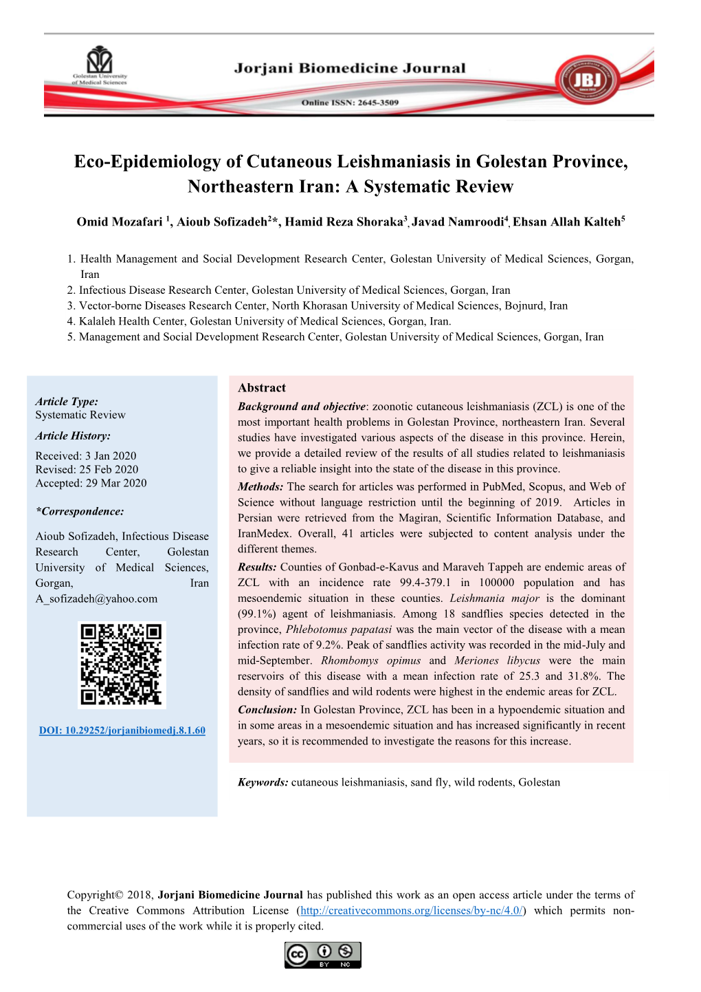 Eco-Epidemiology of Cutaneous Leishmaniasis in Golestan Province, Northeastern Iran: a Systematic Review