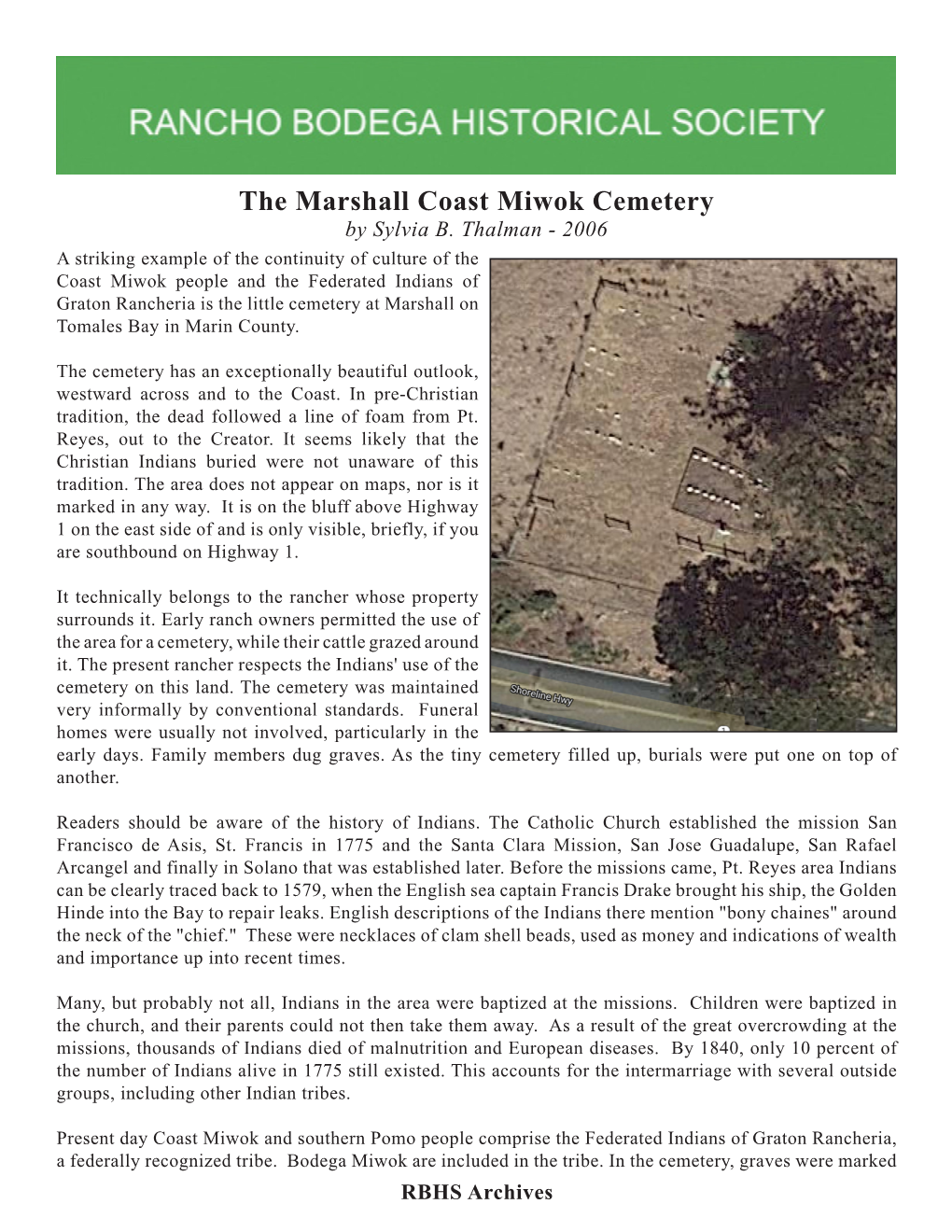 The Marshall Coast Miwok Cemetery by Sylvia B