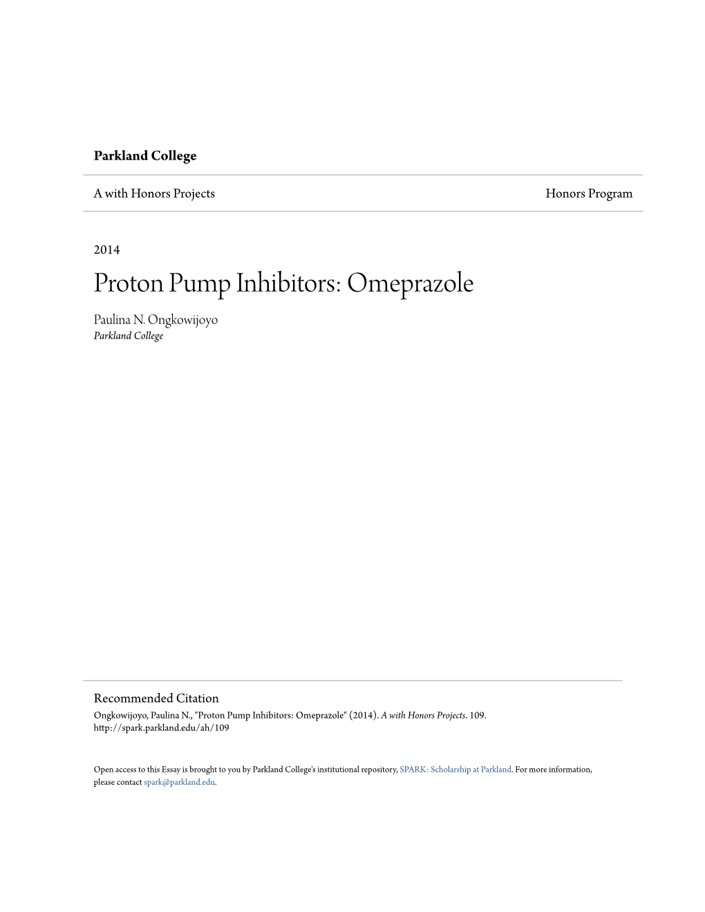 Proton Pump Inhibitors: Omeprazole Paulina N