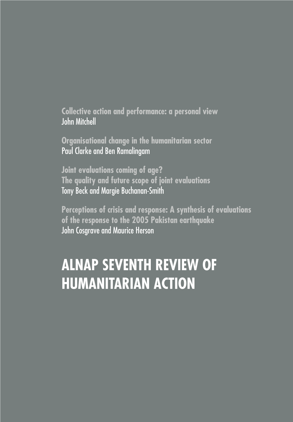 ALNAP SEVENTH REVIEW of HUMANITARIAN ACTION ALNAP Review of Humanitarian Action