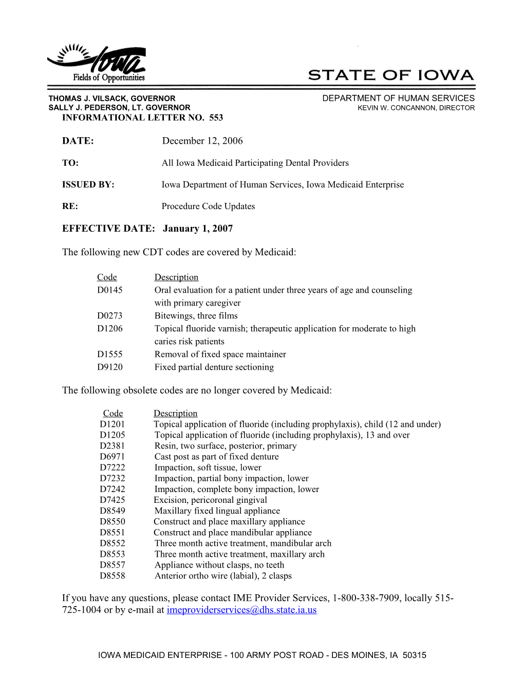 Department of Human Services Letterhead