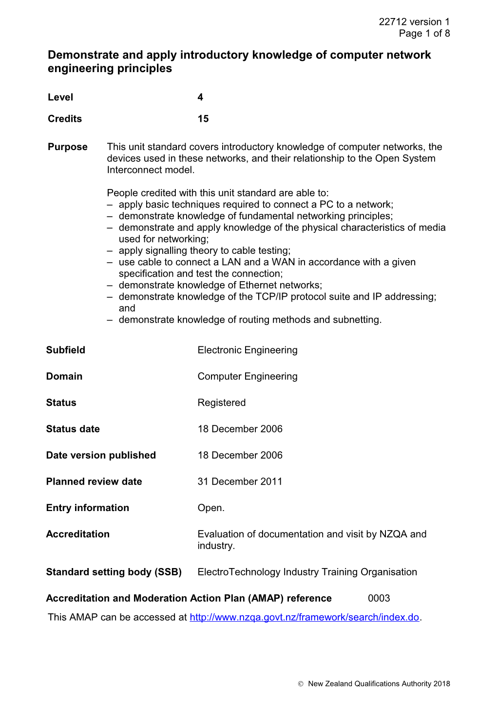 22712 Demonstrate and Apply Introductory Knowledge of Computer Network Engineering Principles