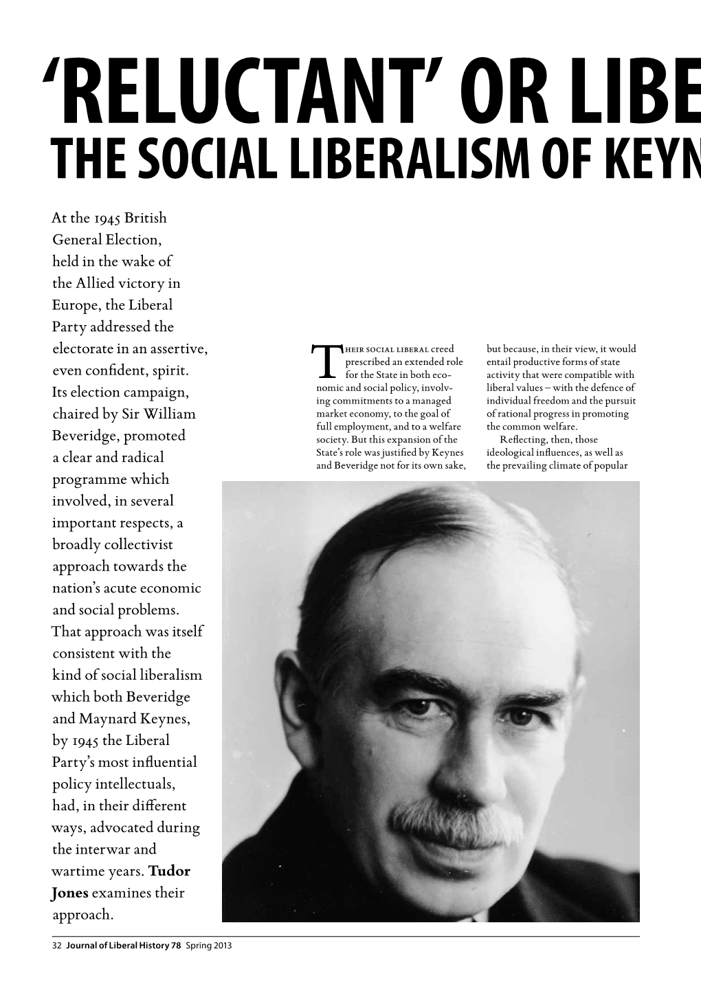 The Social Liberalism of Keynes and Beveridge, 1922 – 1945