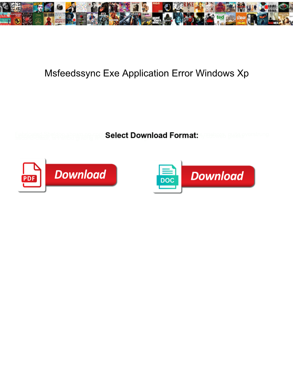 Msfeedssync Exe Application Error Windows Xp