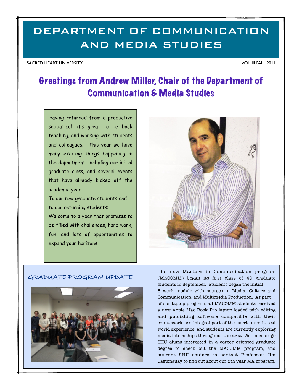 Communication and Media Studies Newsletter Volume 3, Fall