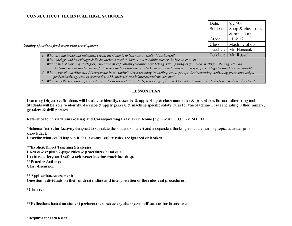 Lesson Plan Format s18