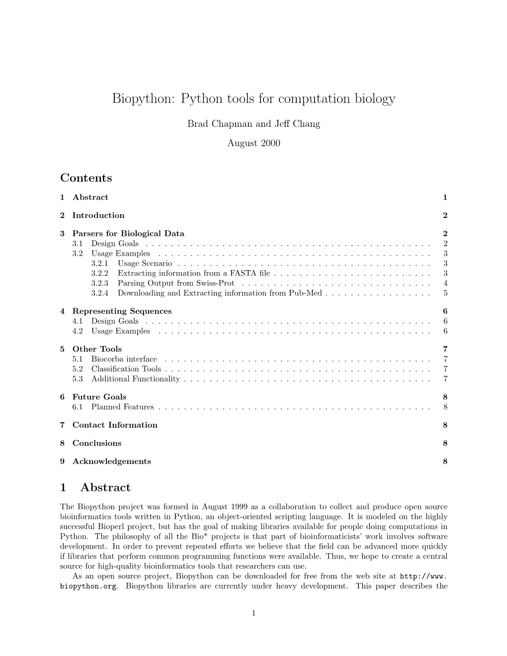 Python Tools for Computation Biology