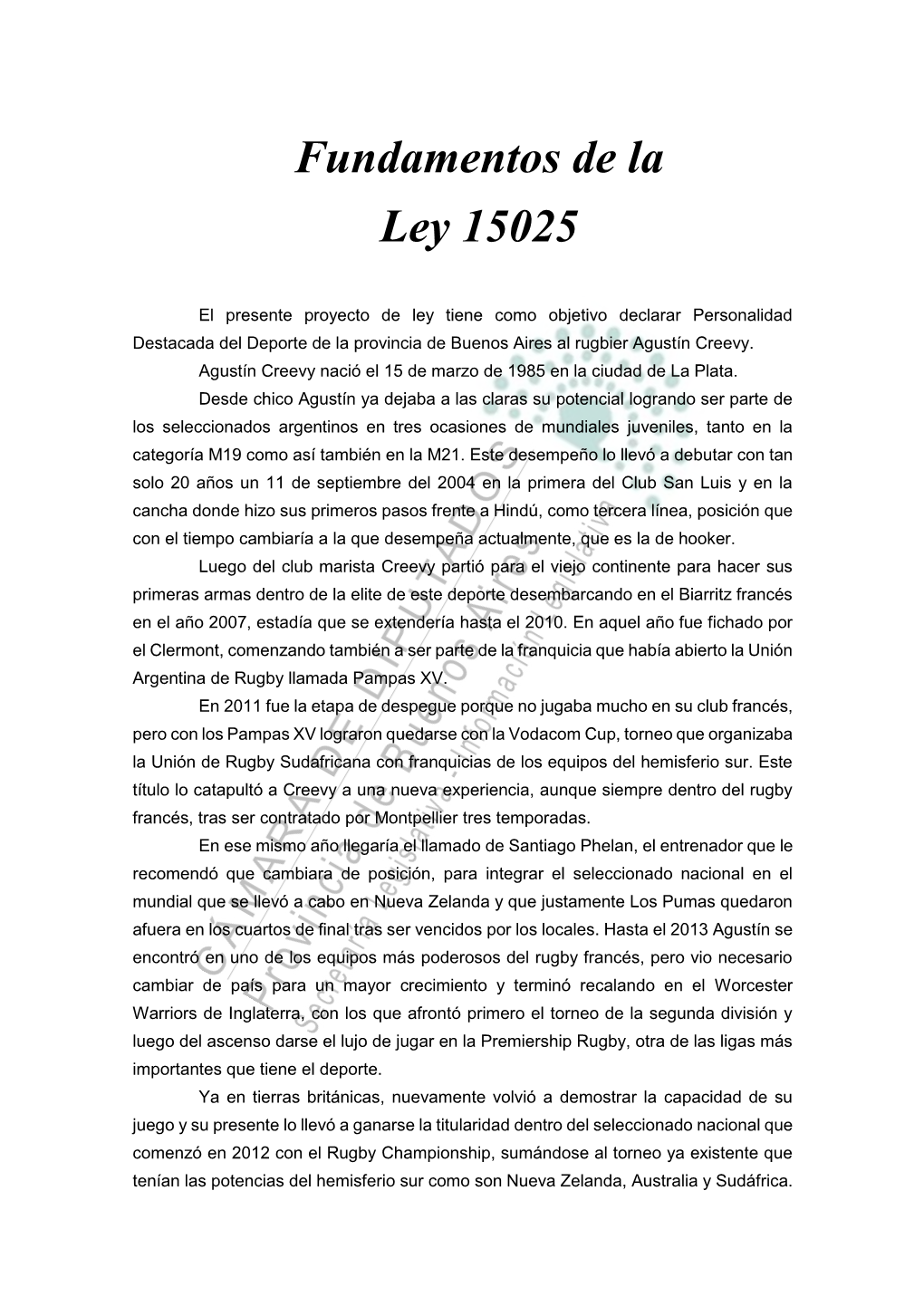 Fundamentos De La Ley 15025