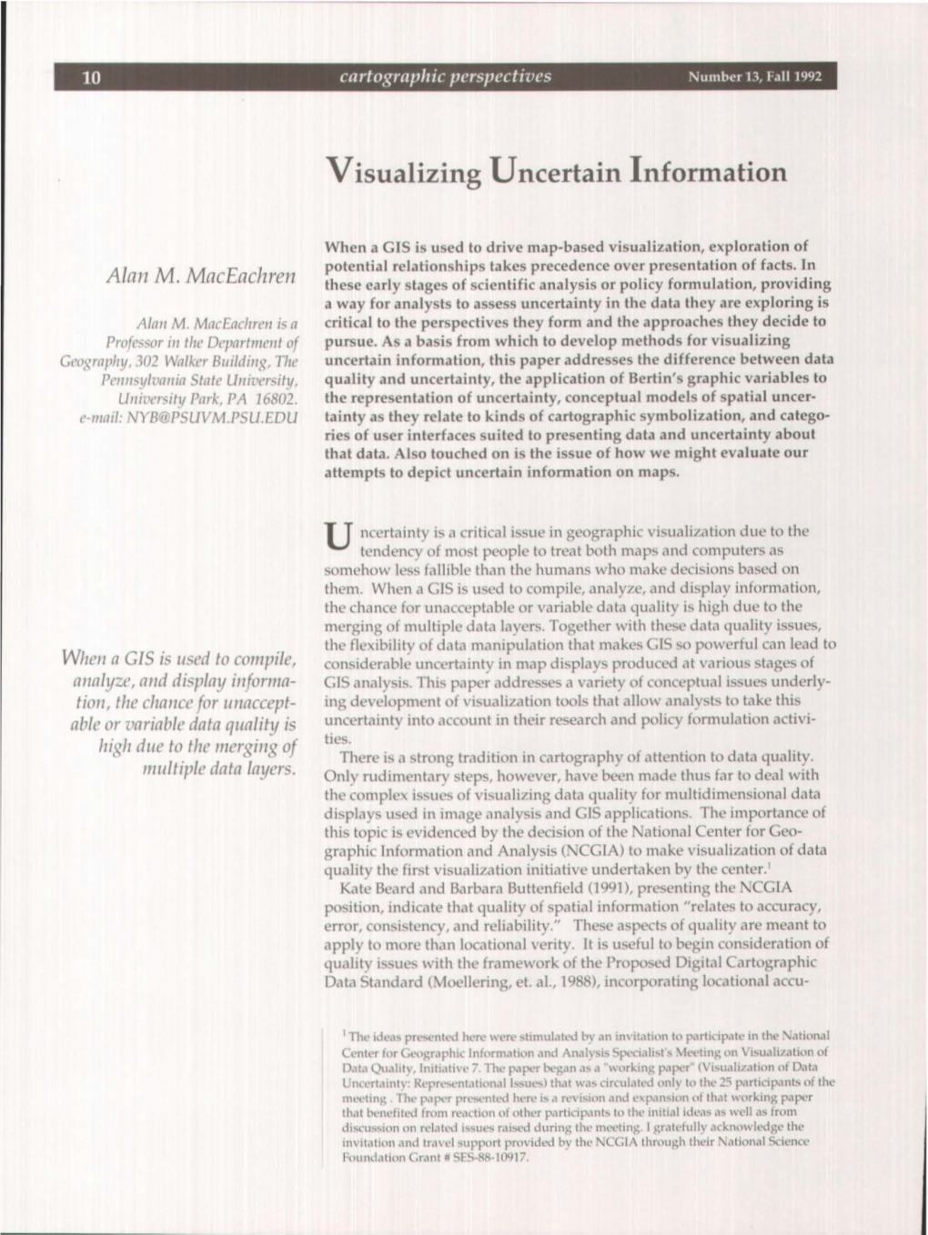 Visualizing Uncertain Information