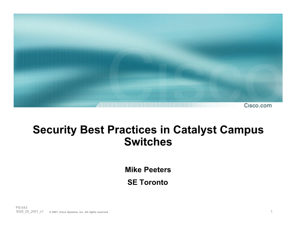 Security Best Practices in Catalyst Campus Switches