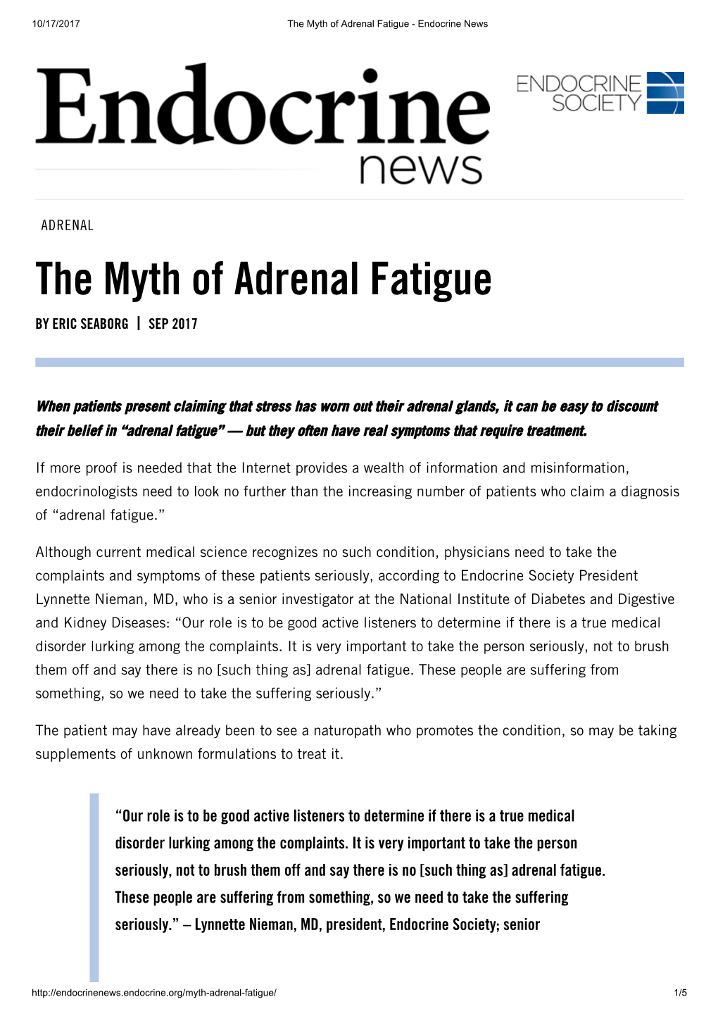 The Myth of Adrenal Fatigue - Endocrine News