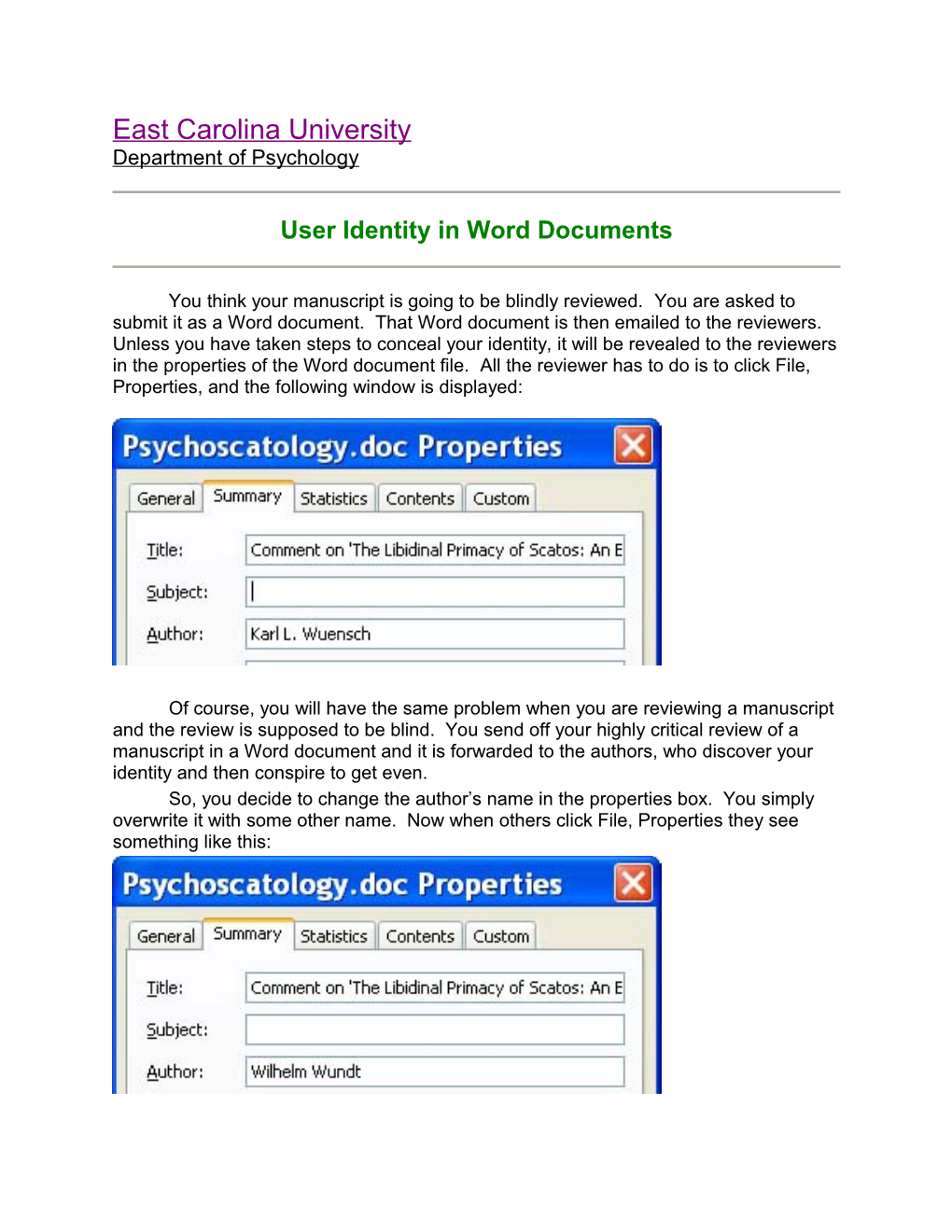 Blind Review of Manuscripts Received As Word Documents