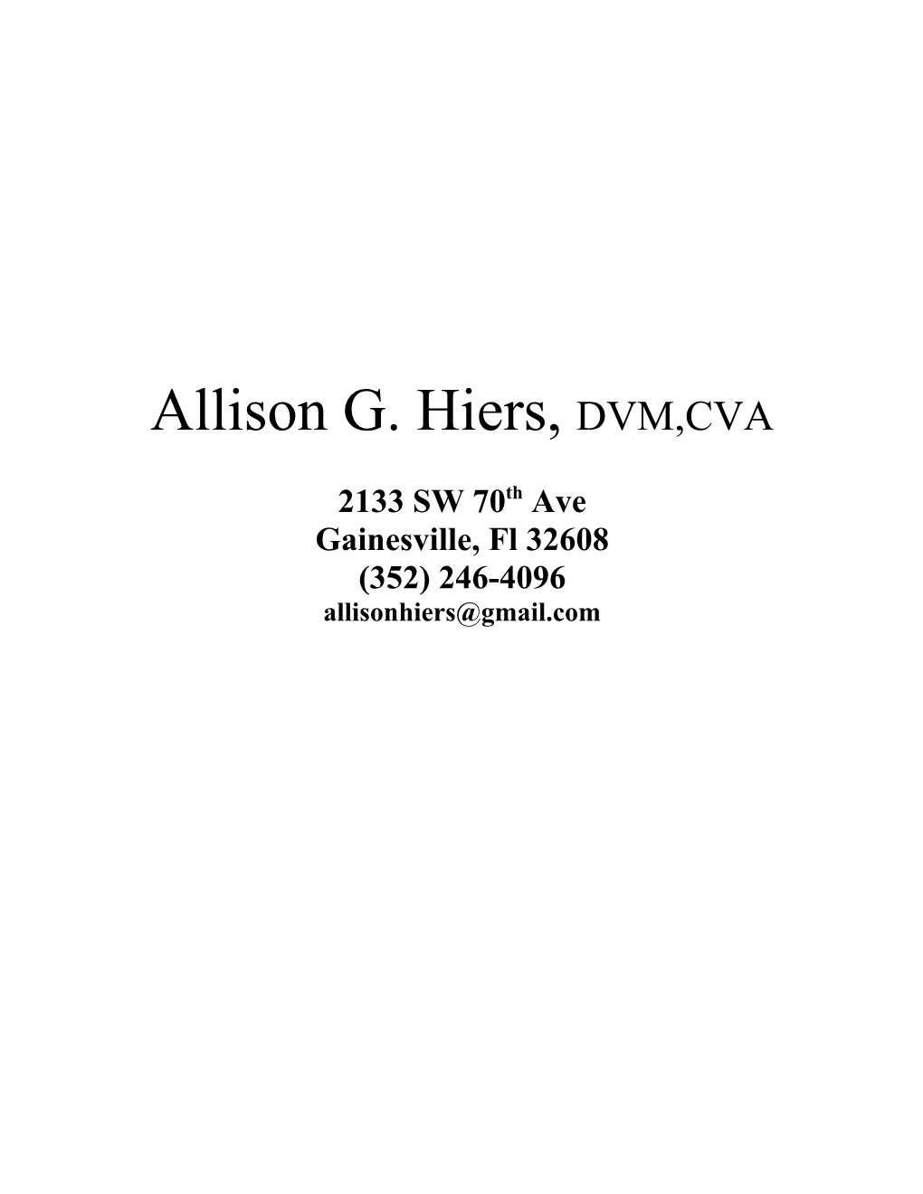 Allison G. Hiers, DVM,CVA