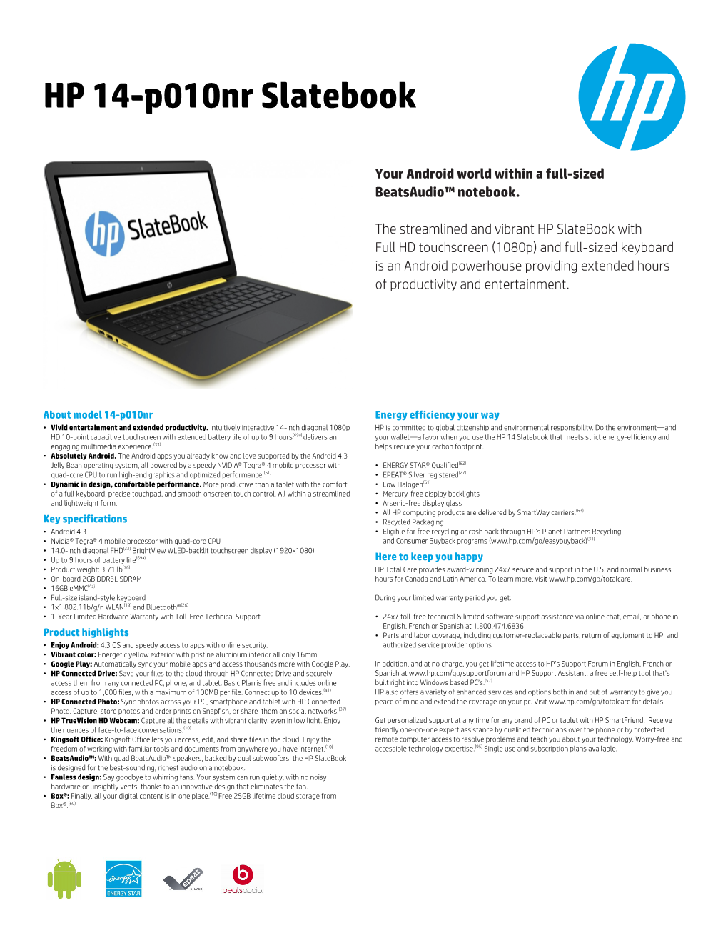 HP Pavilion Data Sheet