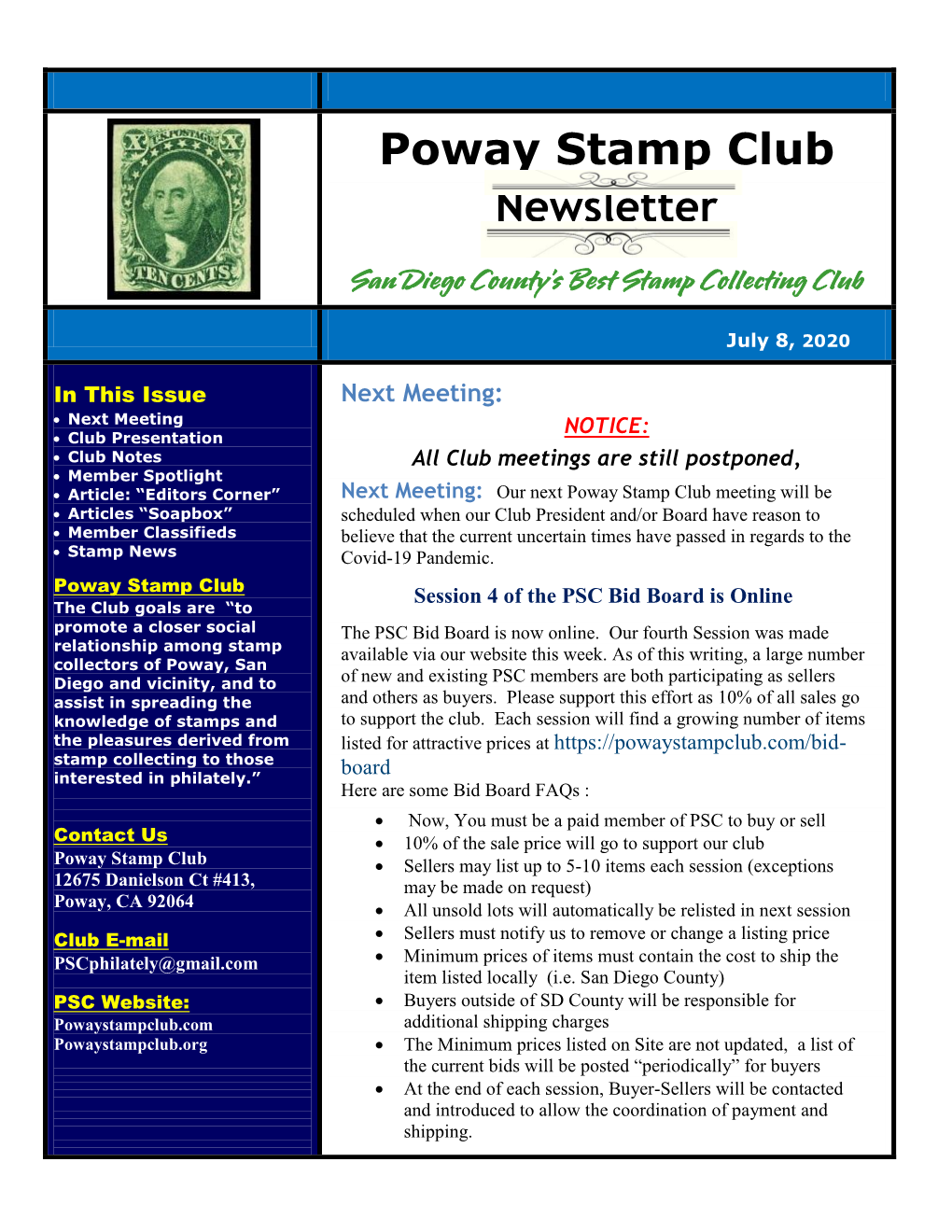 Poway Stamp Club Newsletter