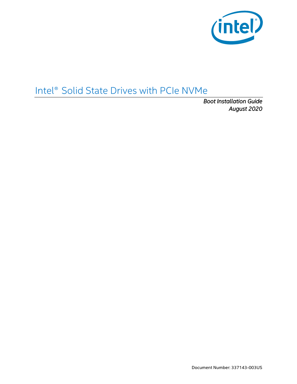 Intel Solid State Drive Pcie Nvme Boot Installation Guide