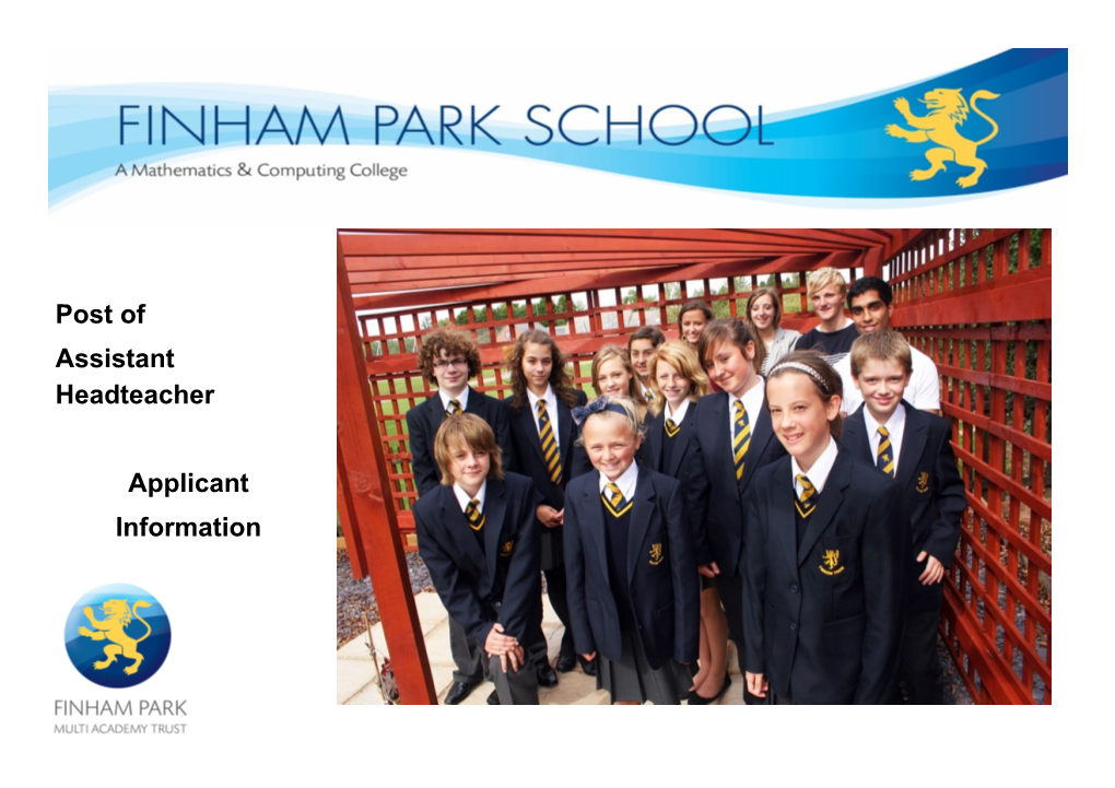 Post of Assistant Headteacher Applicant Information