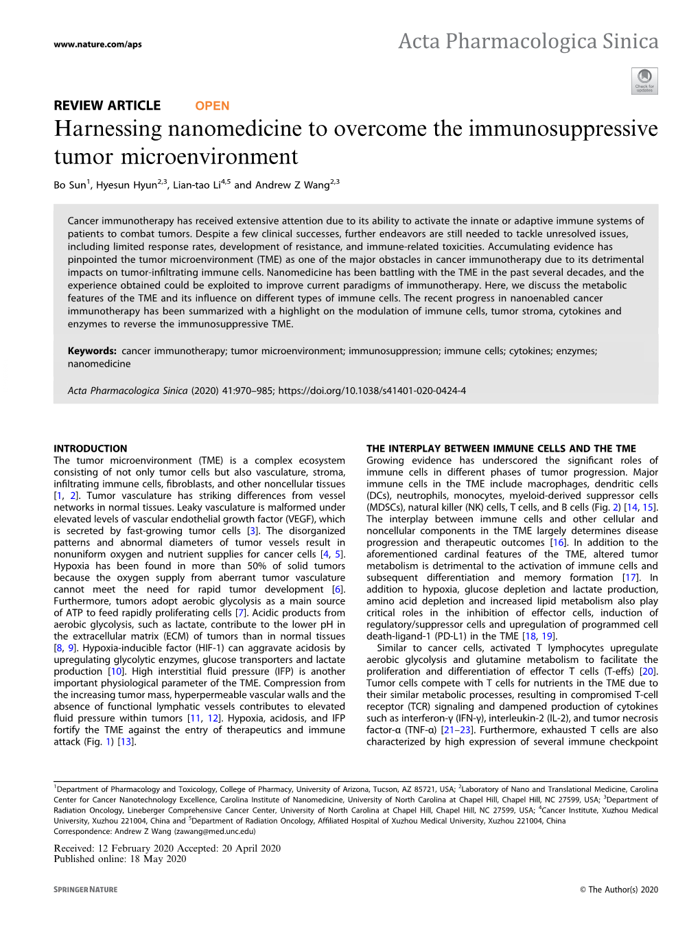 Harnessing Nanomedicine to Overcome the Immunosuppressive Tumor Microenvironment
