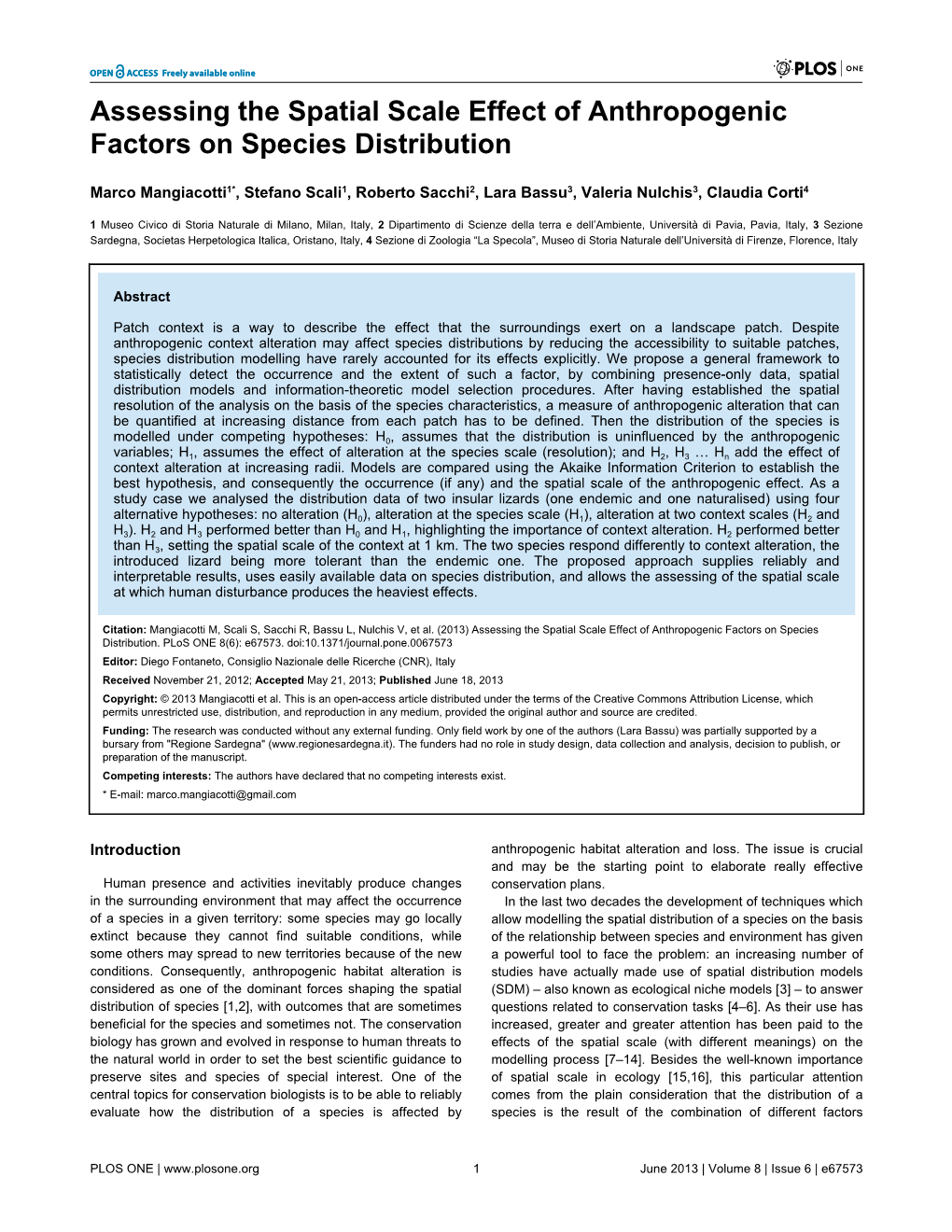 Assessing the Spatial Scale Effect of Anthropogenic Factors on Species Distribution