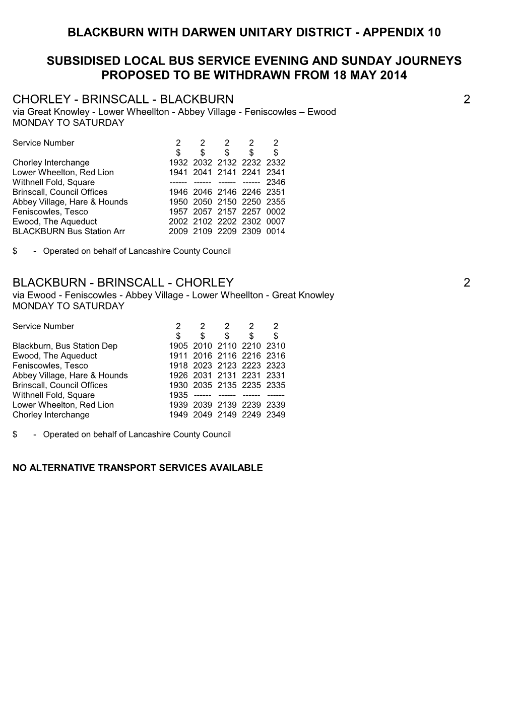 Blackburn with Darwen Unitary District - Appendix 10