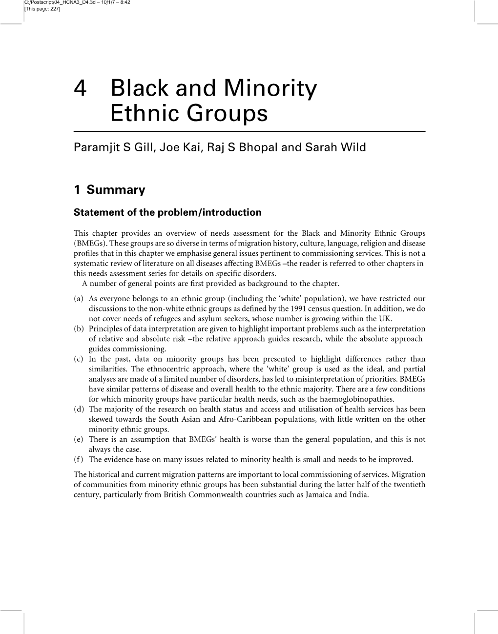 Black and Minority Ethnic Groups