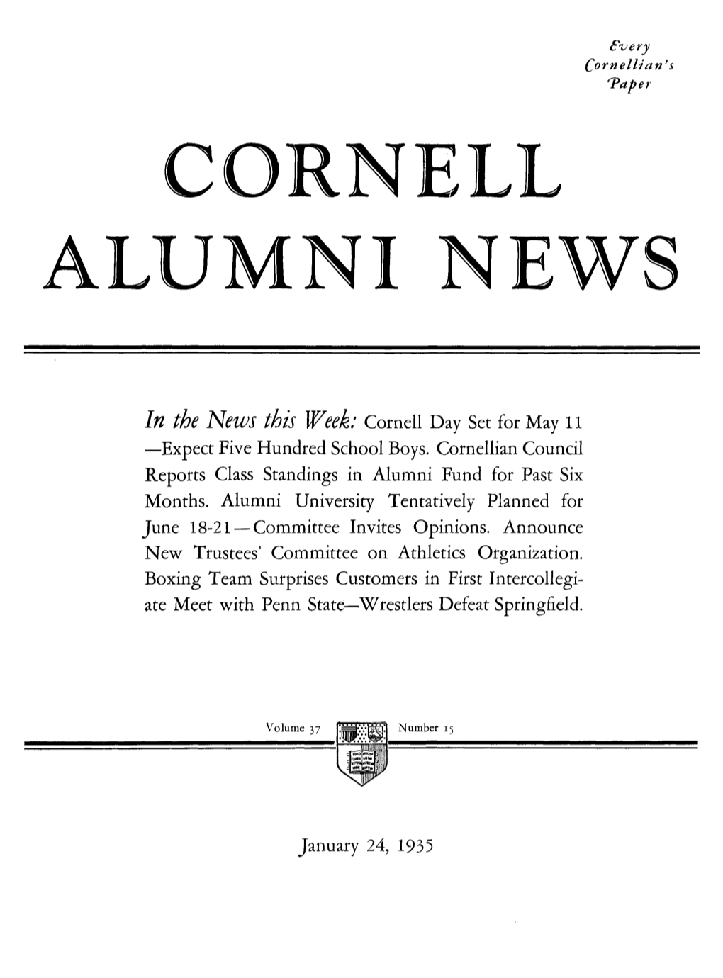 Cornell Day Set for May 11 —Expect Five Hundred School Boys