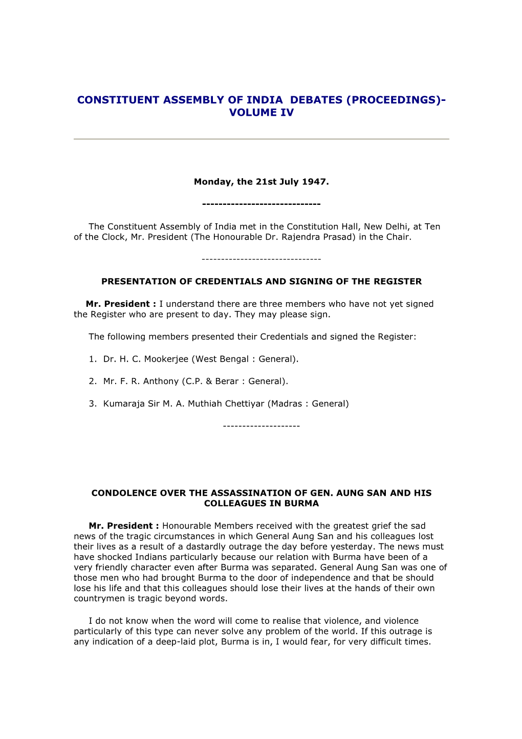 Constituent Assembly of India Debates (Proceedings)- Volume Iv