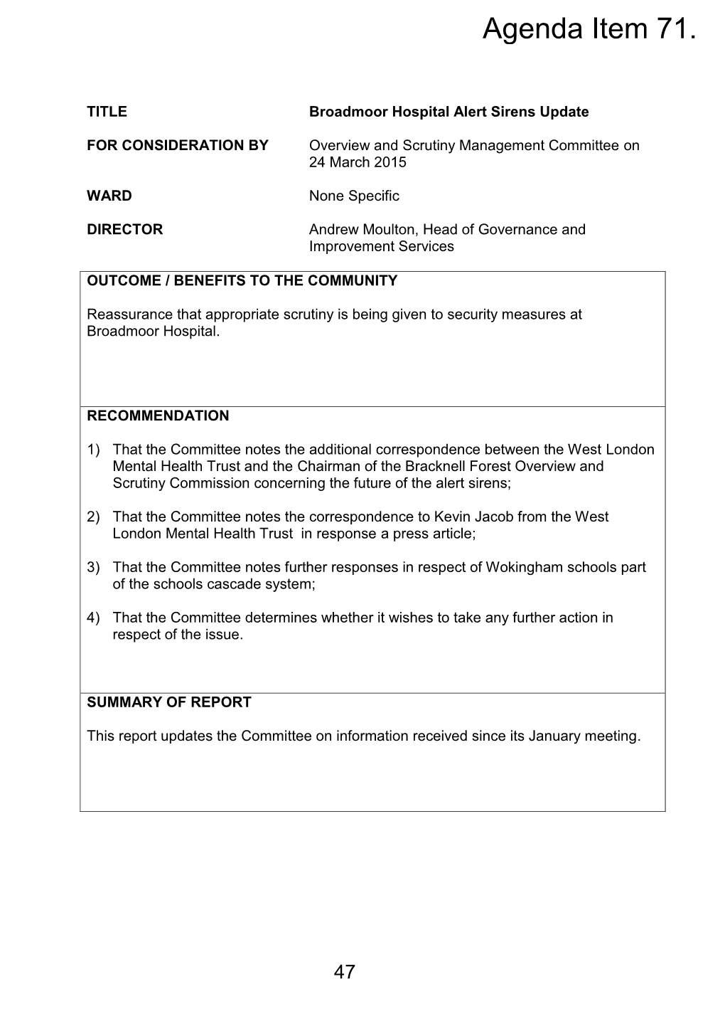 Broadmoor Hospital Alert Sirens Update PDF 143 KB