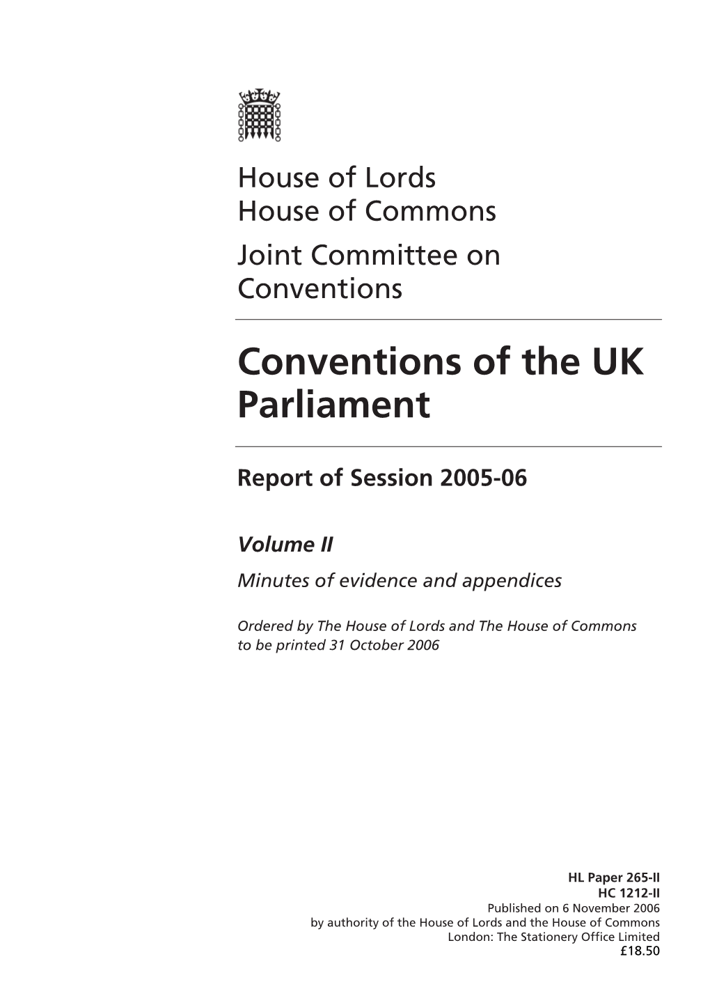 Conventions of the UK Parliament