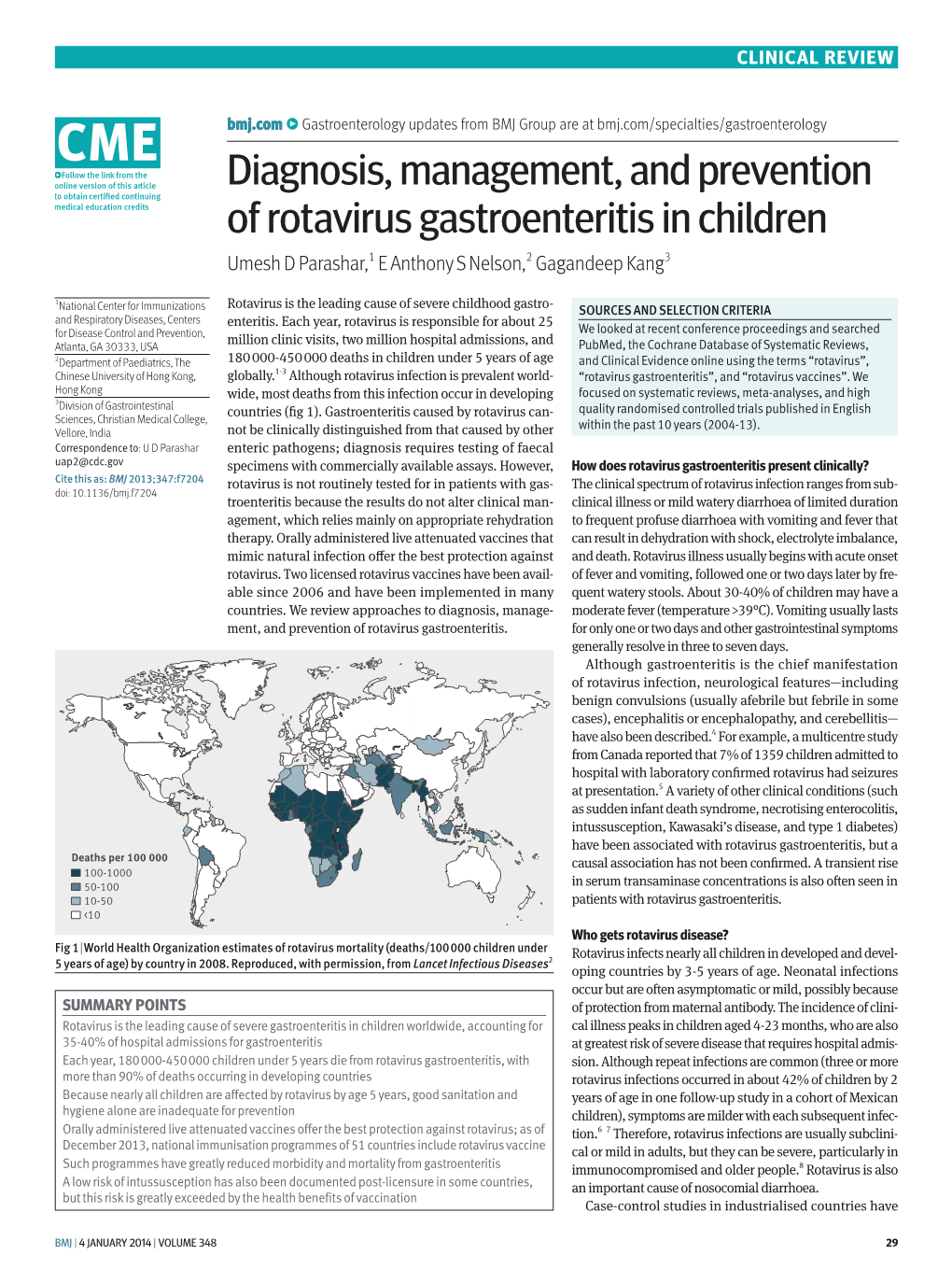 Diagnosis, Management, and Prevention of Rotavirus