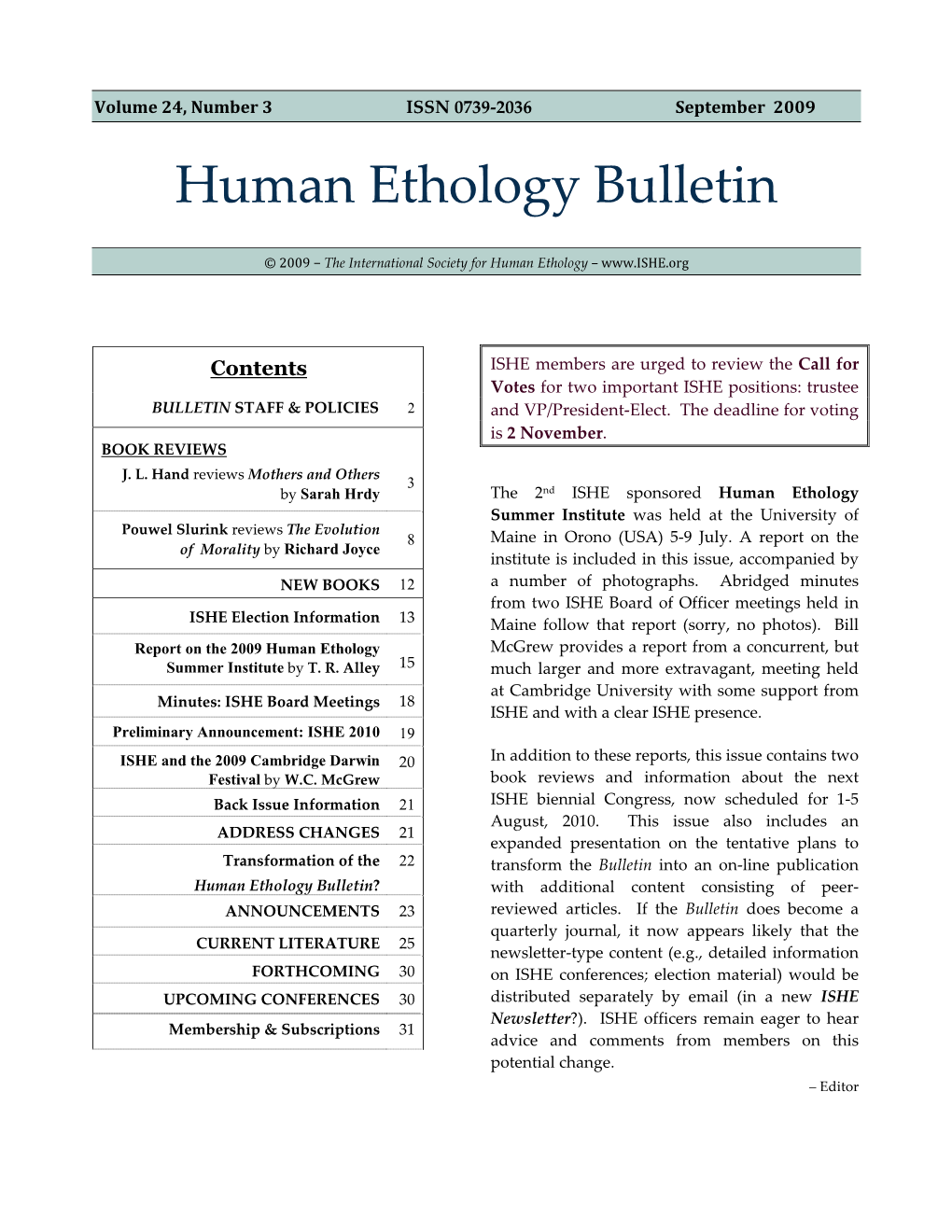 Human Ethology Bulletin