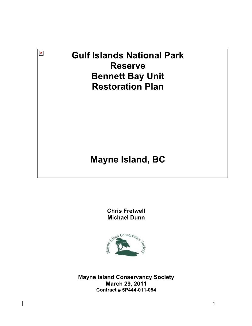 Gulf Islands National Park Reserve Bennett Bay Unit Restoration Plan