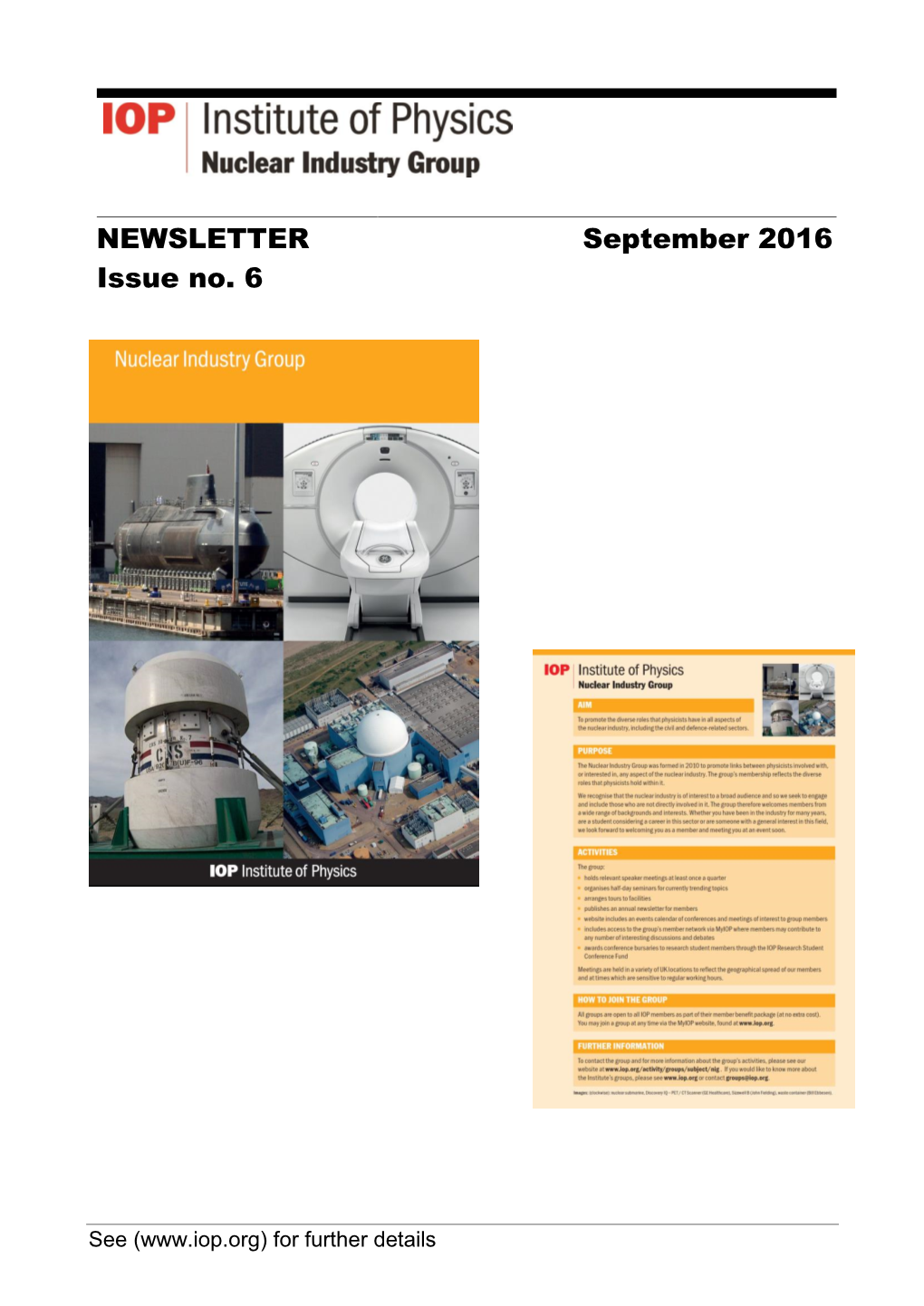 NEWSLETTER Issue No. 6 September 2016