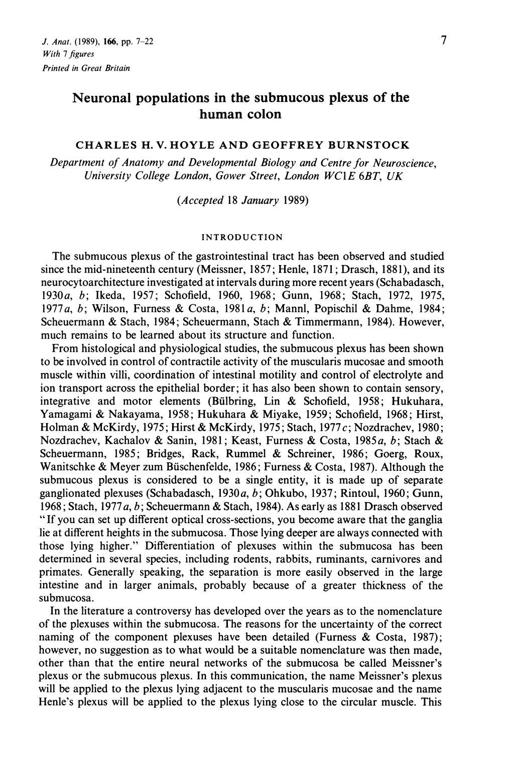 Neuronal Populations in the Submucous Plexus of the Human Colon