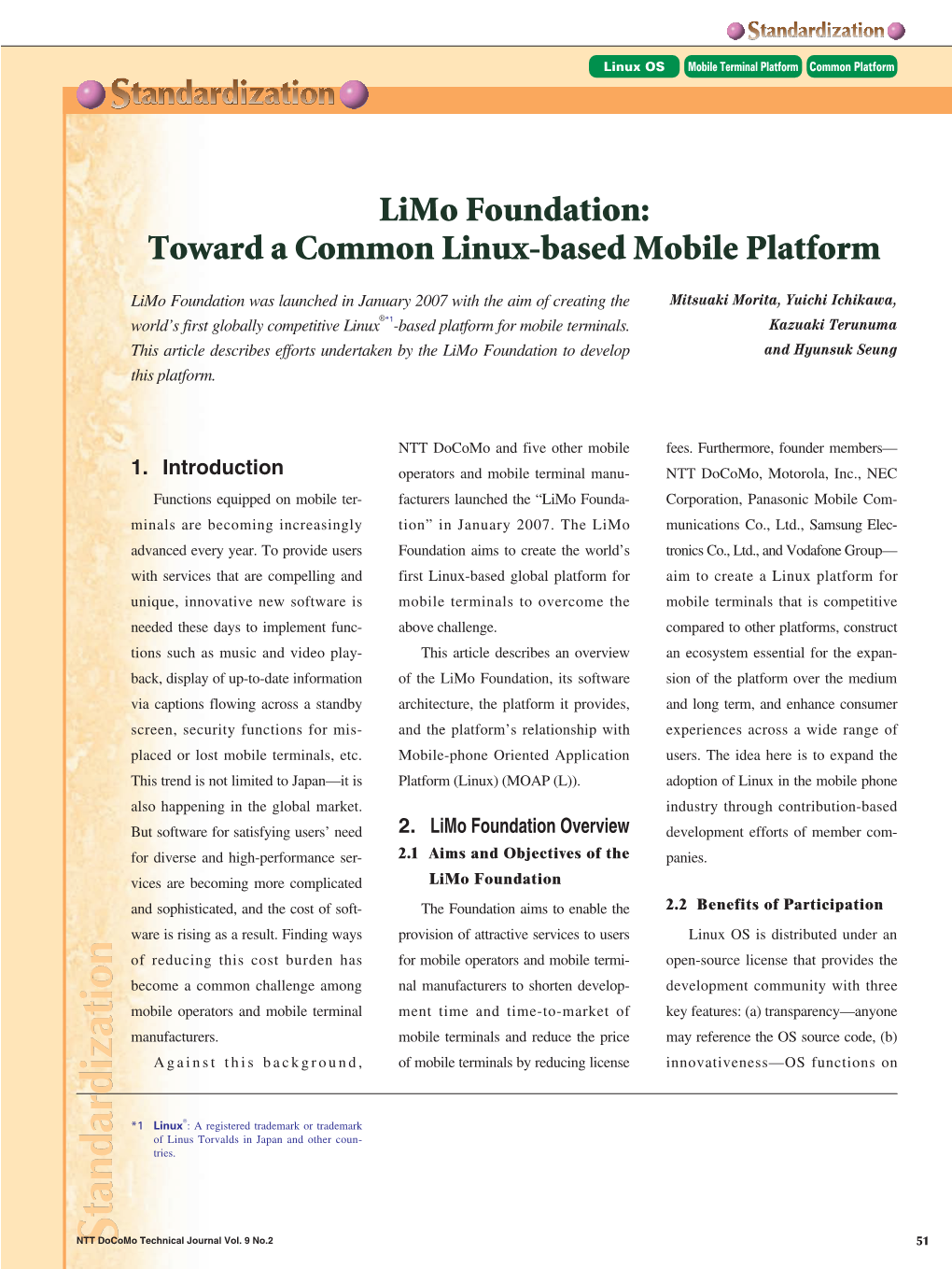 Limo Foundation: Toward a Common Linux-Based Mobile Platform