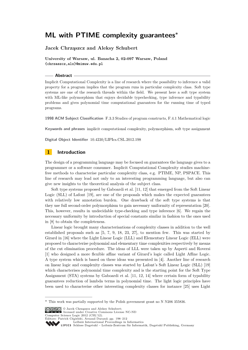 ML with PTIME Complexity Guarantees∗